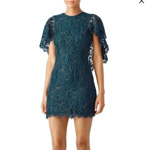 Dress The Population Teal Lace Cape Sheath, Size S